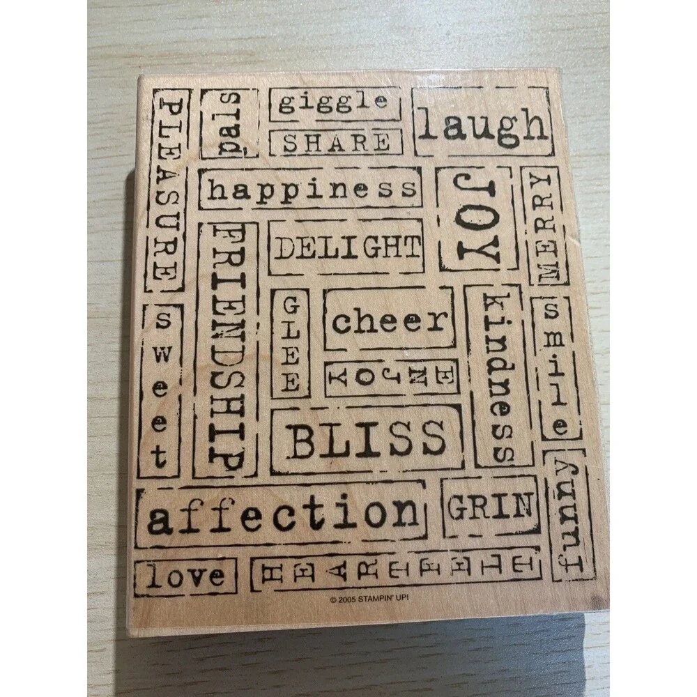 Stampin Up Word by Word Large Rubber Wood Stamp Cloud Joy Smile Cheer Laugh Love